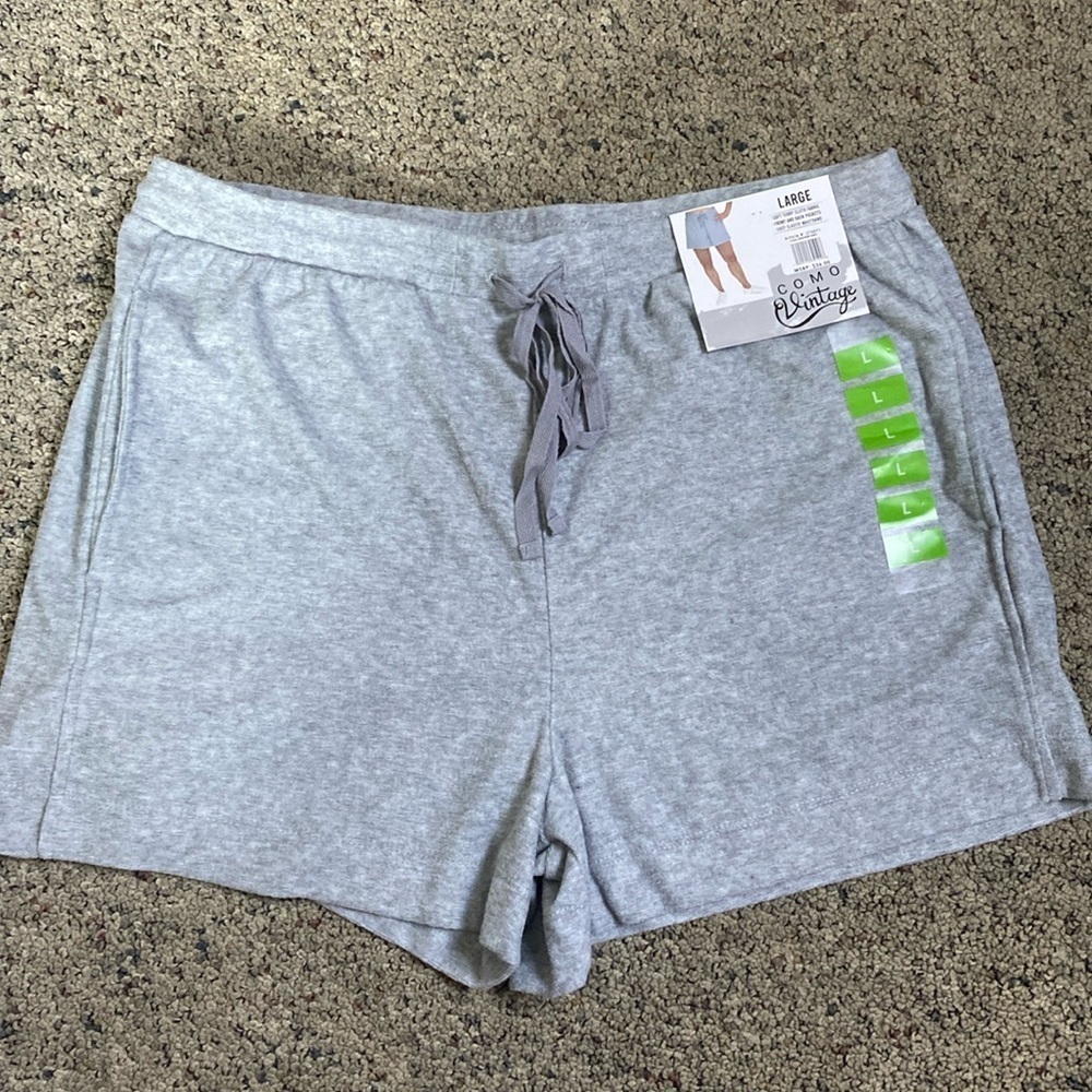 Como Vintage Heather Gray Soft Terry Cloth Shorts Sz L NWT